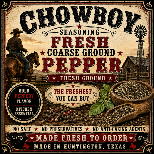 Fresh coarse hand grinded black pepper